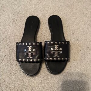 Tory Burch Black Slides with Metallic Details
